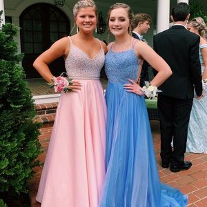 Sherri Hill periwinkle 52591 Satin gown